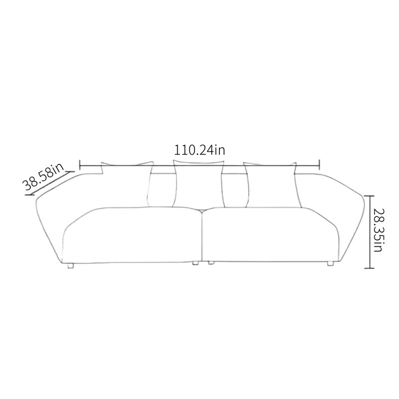 Modern Simple Creative Sofa, 28.35" H x 110.24" W x 38.58" D, 4