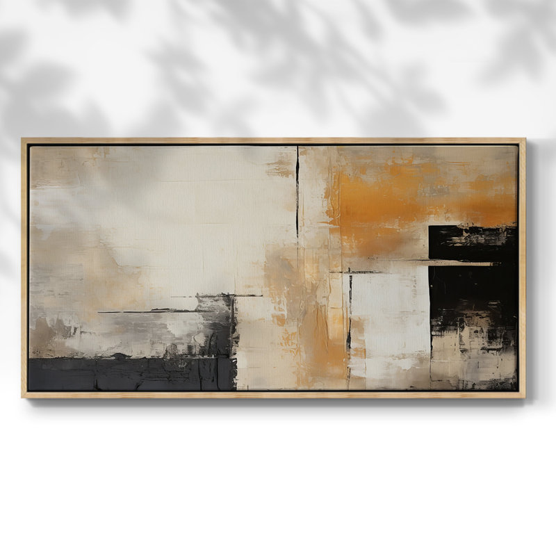 Abstrait, série CCL XXXI, toile tendue avec châssis, prête à être accrochée, H 25 po x l 49 po, Naturel