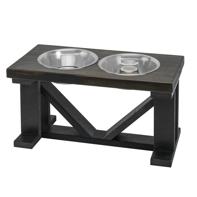Mangeoire surélevée à 2 bols Farmhouse Style, 12", Noir / Ébène