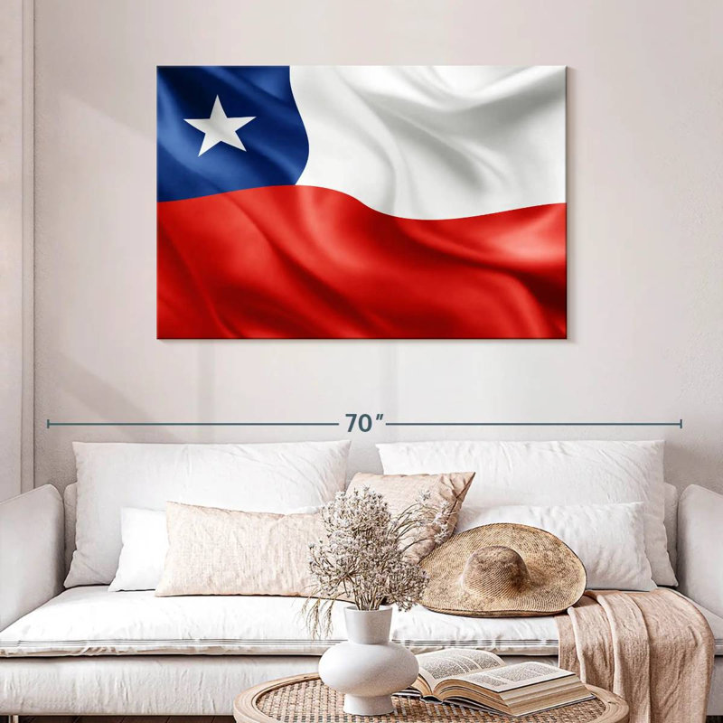 Waving Chile Flag, 30" H x 45" W