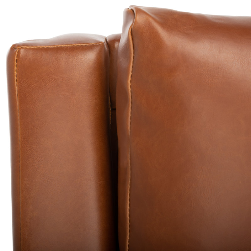 Velveteen Velvet Armchair, Cognac Faux Leather