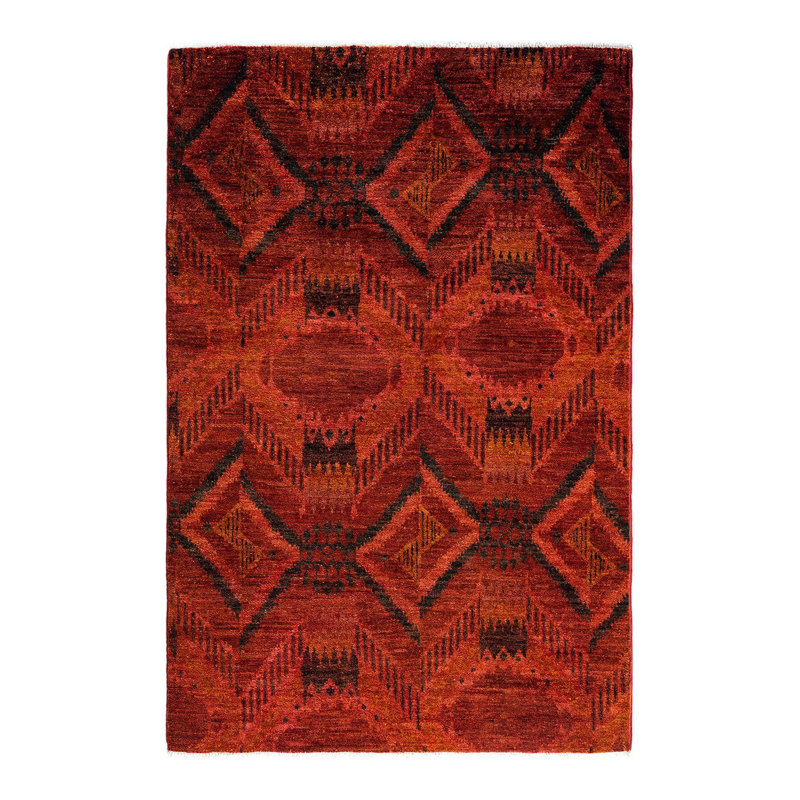 Contemporary One-of-a-Kind 4' 1" X 6' 1" Hand Knotted Area Rug