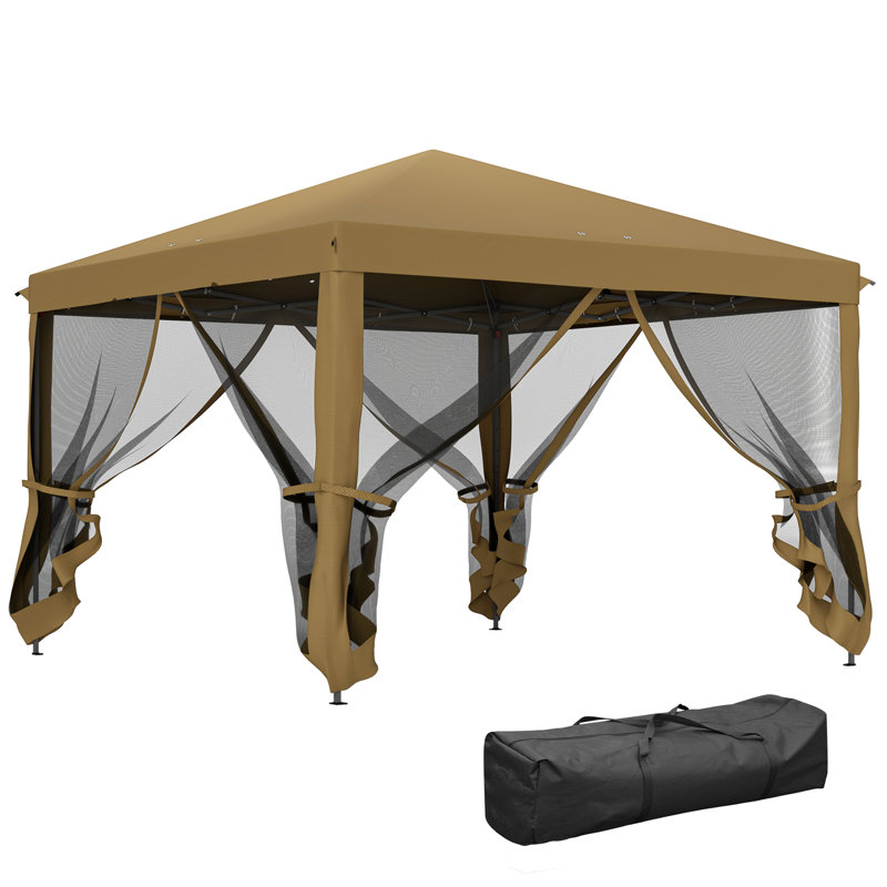 Pop Up 25 Ft. W x 25 Ft. D Metal Soft-top Canopy, Khaki