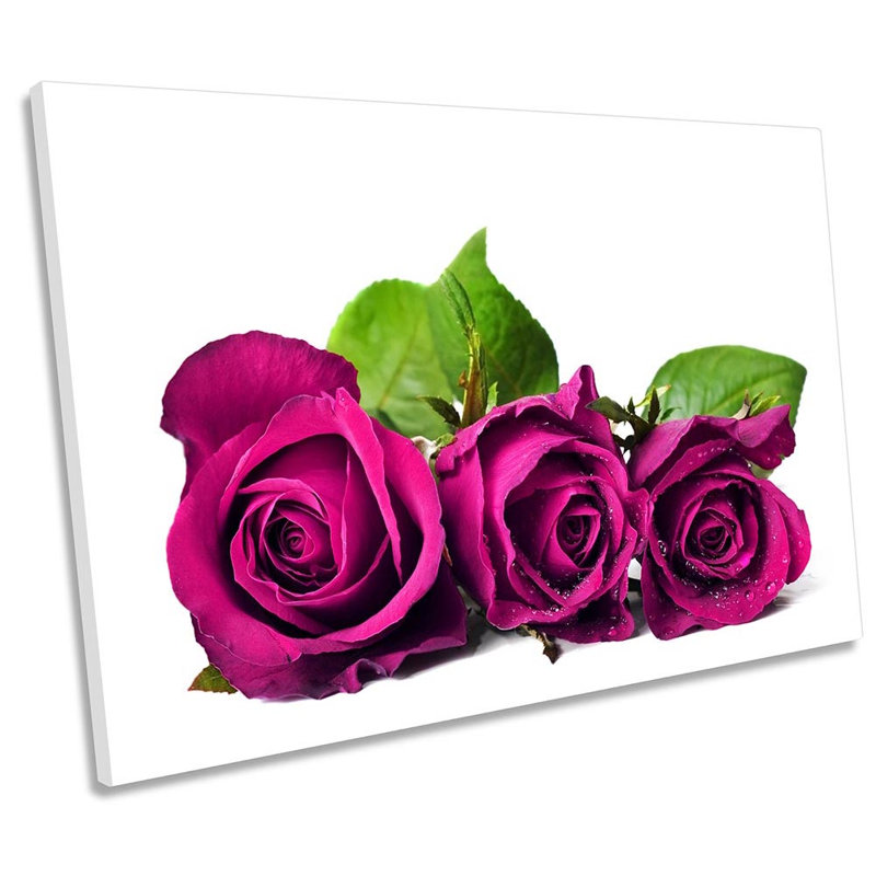 Rose Floral Flowers - Wrapped Canvas Print, 81.3cm H x 121.9cm W x 4cm D