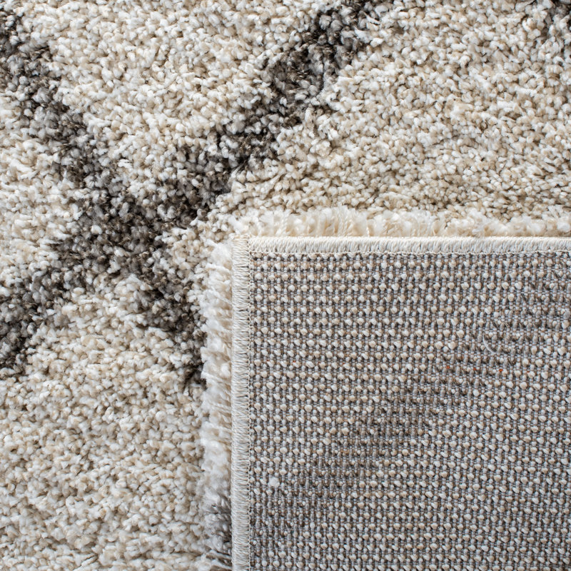 Tapis géométrique ivoire / brun, Rectangle 5 pi 3 po x 7 pi 6 po