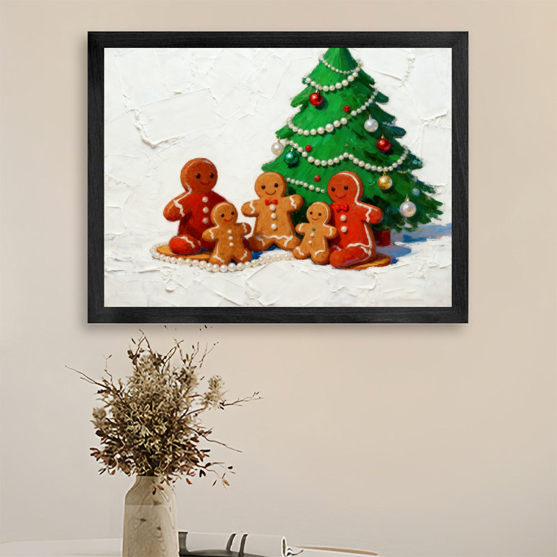 Art encadré noir, biscuits d'ambiance rétro de Noël et arbre de Noël, impressions murales de style rétro, H 25 po x l 37 po