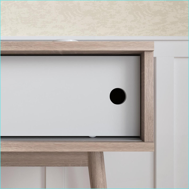 Table basse naturelle rustique Table d'entrée avec portes coulissantes blanches, rangement pour petits espaces
