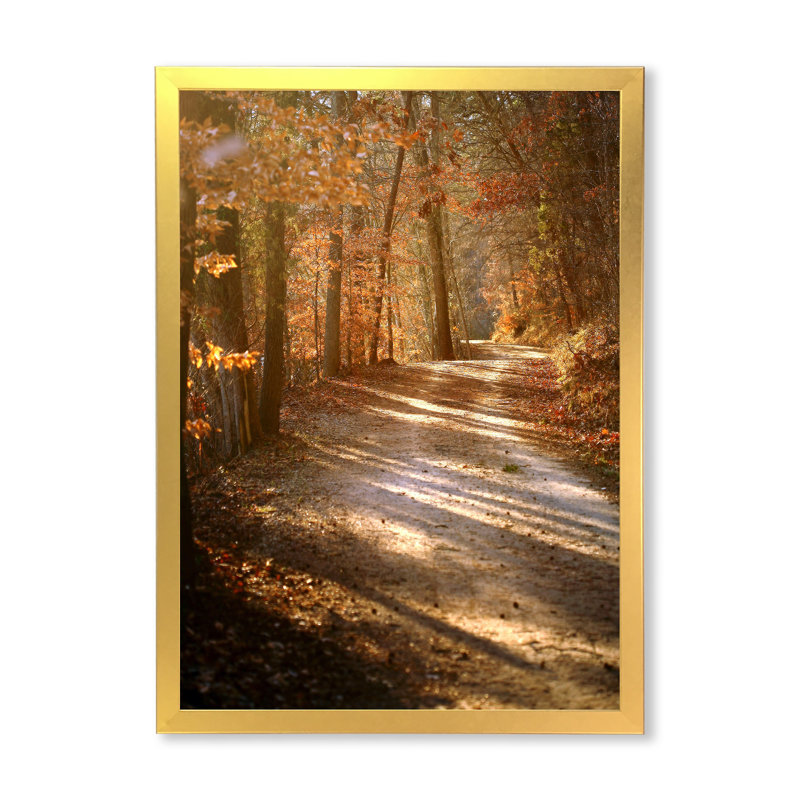 «Colorful Fall Leaves II», art mural traditionnel sur toile, Encadrement doré, H 32 po x l 16 po x P 1 po