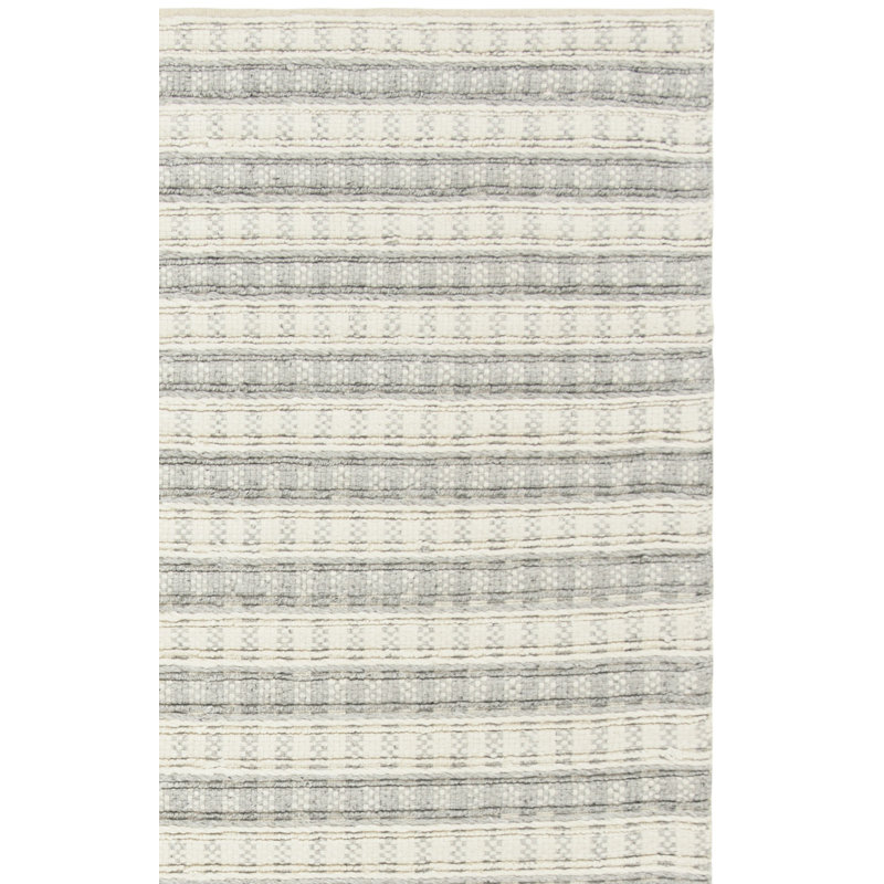 Tapis rayé en soie de bambou Russo, Rectangle de 5 pi x 8 pi