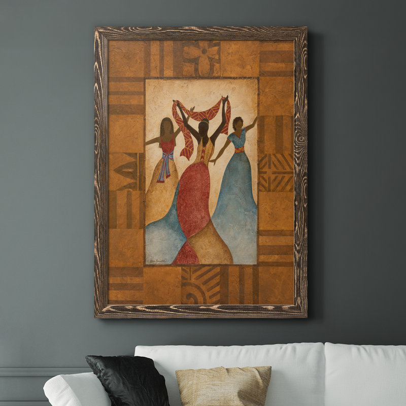 Rythme - peinture sur toile encadrée, H 44 po x l 31 po x P 1 po, Encadré de bois de noyer
