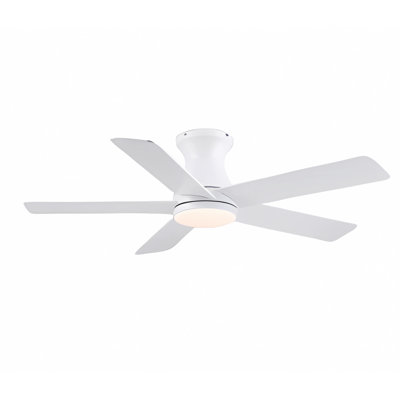 Ventilateurs de plafond encastrés blancs à 5 pales de 46 po avec lumières et télécommande / application