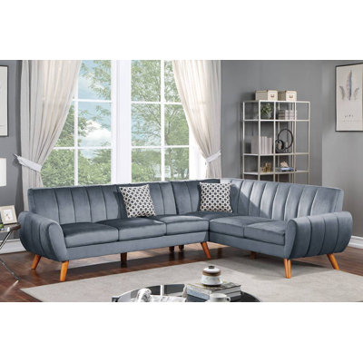 Velvet L-Shaped Sectional Right Hand Facing
