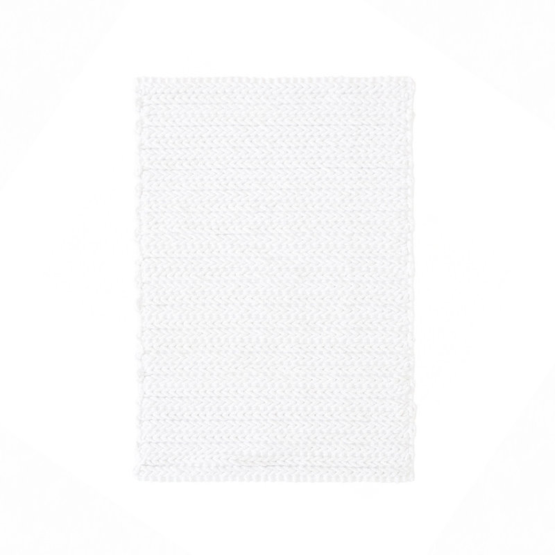 100% Cotton Chenille Chain Stitch Rug, Single - 24" L x 17" W, White