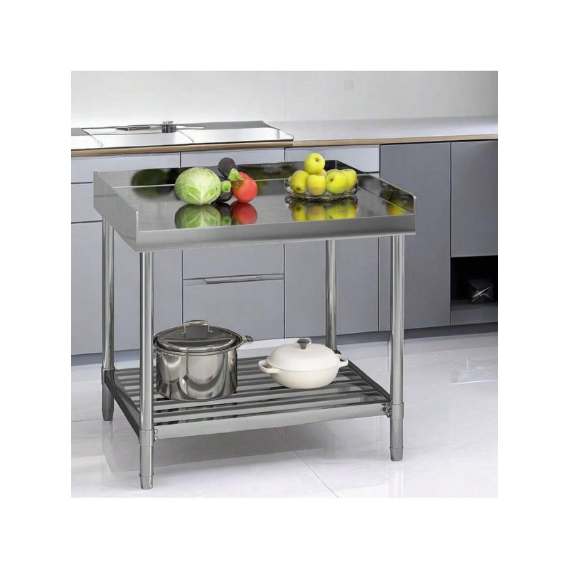 Table de travail pliante 30 po x 36 po certifiée NSF en acier inoxydable avec tablette de dosseret réglable pour la préparation de cuisine commerciale robuste