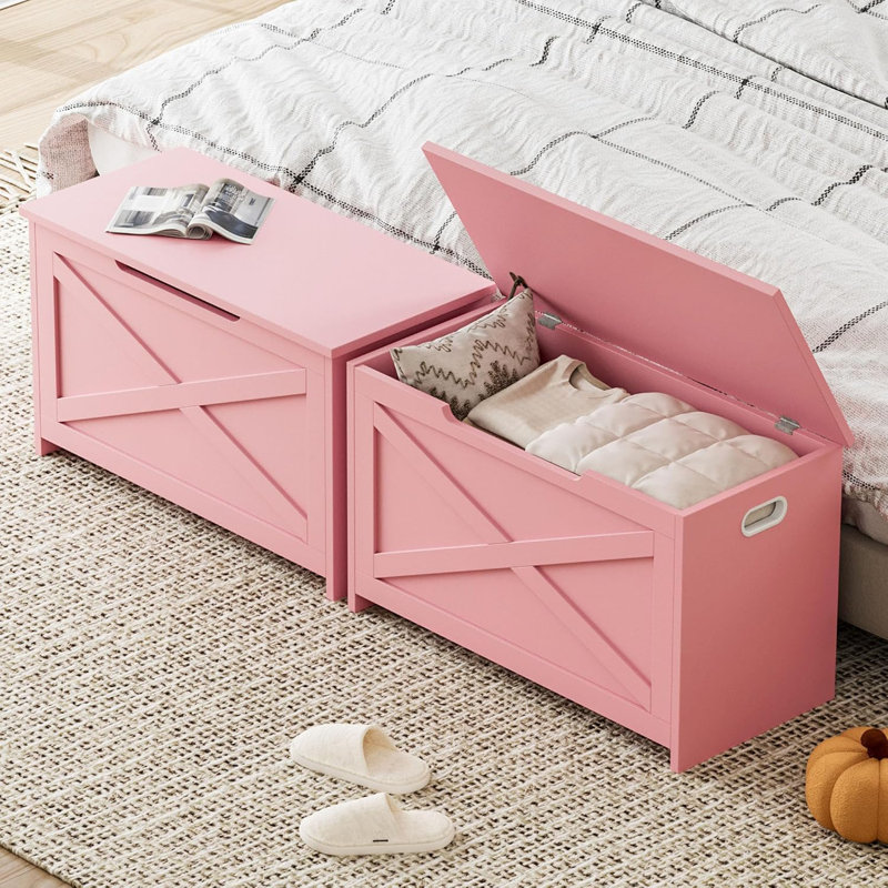 Banc de rangement en bois 47,3 ", coffre de rangement avec charnières de sécurité