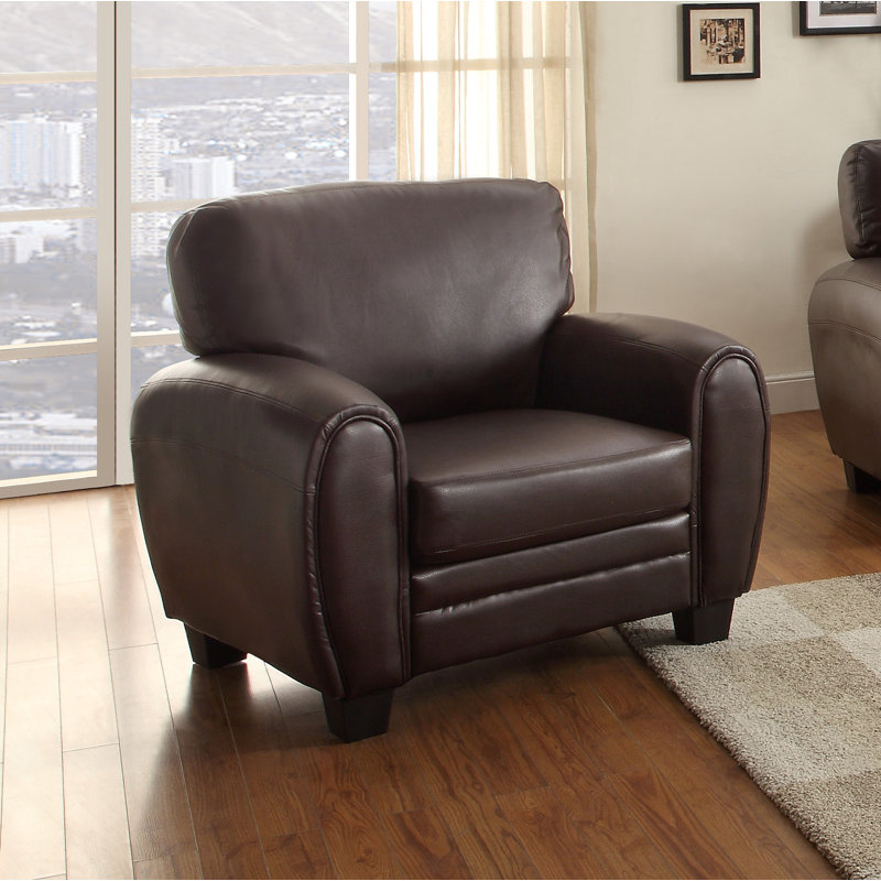 Coombs Faux Leather Armchair, Dark Brown