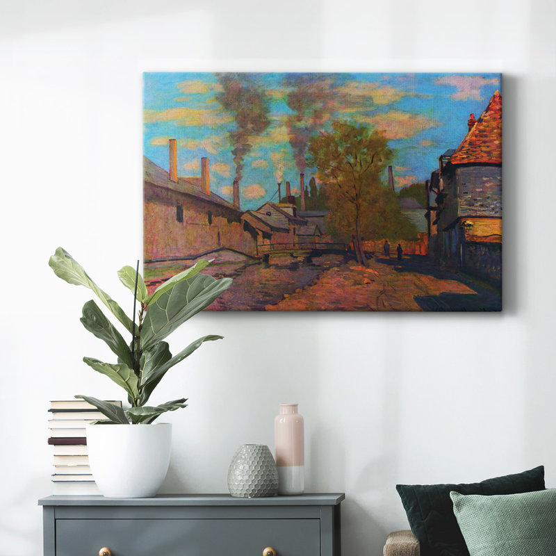 «The Stream of Robec» par Claude Monet, galerie d'art sur toile tendue, H 8 po x l 12 po