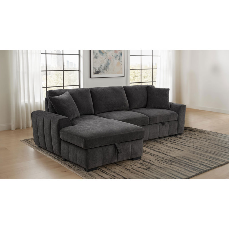Canapé-lit modulaire Tegan, Mélange de polyester gris
