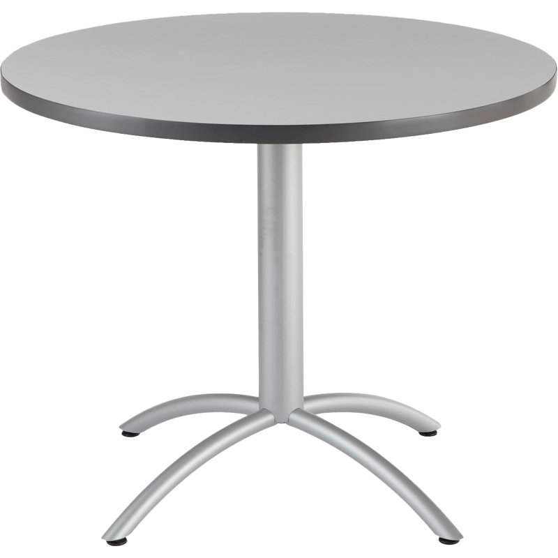 Aleksandras Round Metal Base Dining Table, Gray, 30"H x 36"L x 36"W