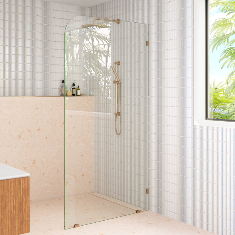Solaris 40 po x 78 po. Panneau de douche fixe sans cadre à rayon unique, Brushed Bronze