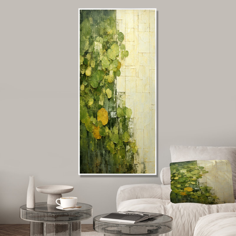 Plantes vertes écologiques Symphony I - Botanicals, art mural, Cadre flottant blanc, H 32 po x l 24 po