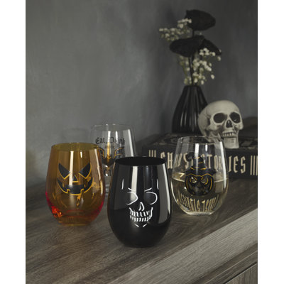 Vintro Halloween Stemless Wine Glasses, Set of 4