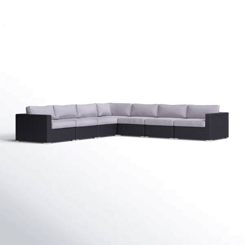 Canapé modulaire d'extérieur en osier de 122 po de largeur avec coussins entièrement assemblé
