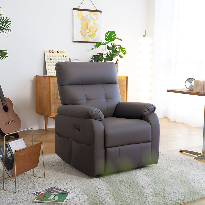 Fauteuil inclinable Power Zero Gravity, fauteuil inclinable en tissu Tech avec ports USB et ports Type-C, poches latérales, fauteuils inclinables surdimensionnés pour adultes avec soutien lombaire