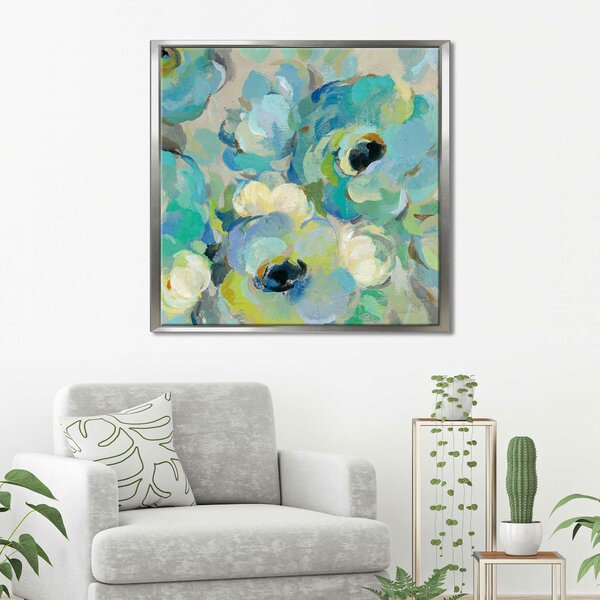 Red Barrel Studio® Fresh Teal Flowers III On Canvas Print | Wayfair