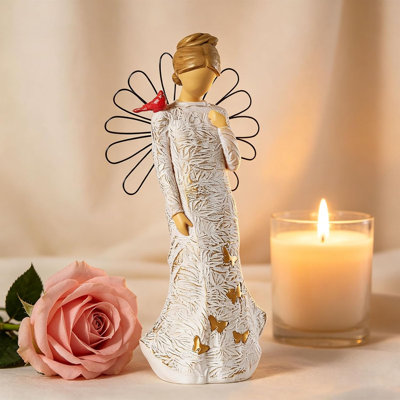 Figurine ange priant en résine peinte à la main, cadeau de sympathie de deuil pour la perte d'êtres chers, statue d'ange de prière pour la sérénité, décoration pour femmes