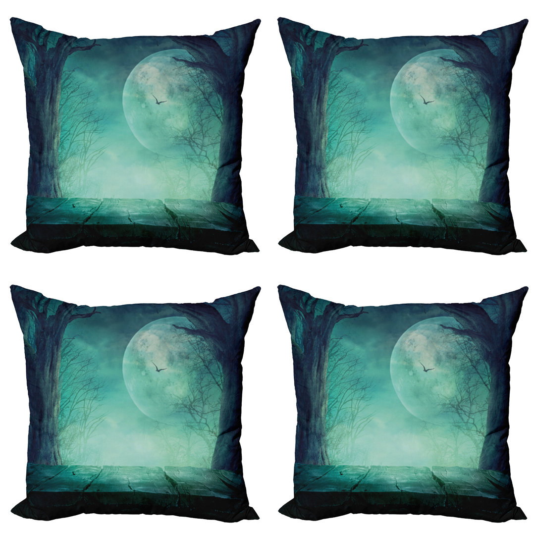 Dekokissen Kissenbezug, Spooky Wald Halloween, Teal, Teal