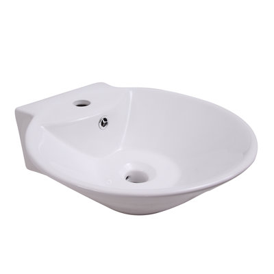 Barclay Mimi 17.37'' White Vitreous China Circular Bathroom Sink with Overflow