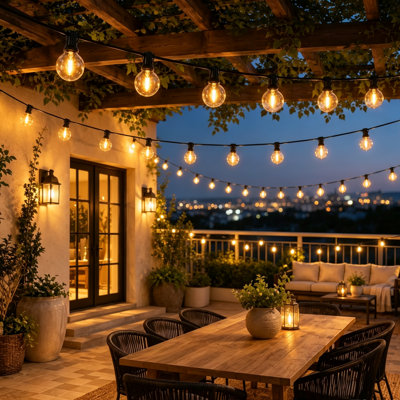 98ft Outdoor String Lights With 50+1 G40 Led Bulbs, Shatterproof Waterproof Connectable Plug-in Globe Lights For Backyard Patio Garden