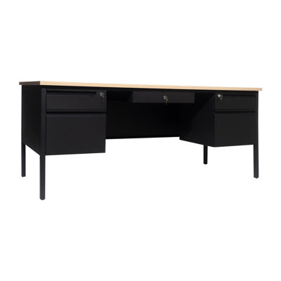 Cambridge 70" Commercial Double Pedestal Desk with 5 Locking Drawers