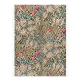 Hand Tufted Wool Floral Area Rug in Mineral