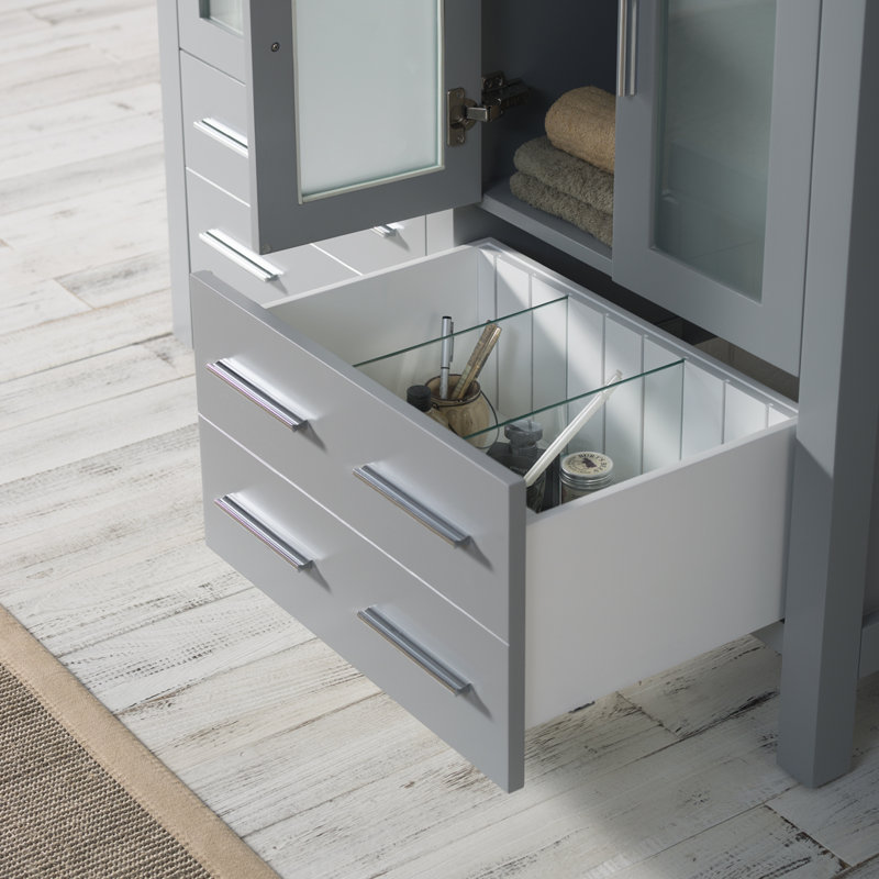 Mance 48 Inch Double Bathroom Vanity, Metal Gray