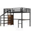 Grand lit mezzanine avec escalier, espace de travail en forme de L et - environnement de travail productif de grande taille, tablette réglable, rangement flexible
