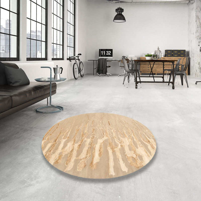 Surface beige contemporaine tapis, Rond 5 pi
