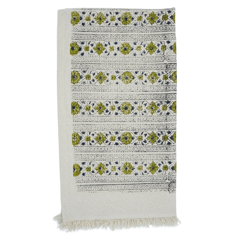 Hand Block Print Cotton Waffle Hand Towels - Elegant & Eco-Friendly Towels for Every Home(Floral Baagh, Green)
