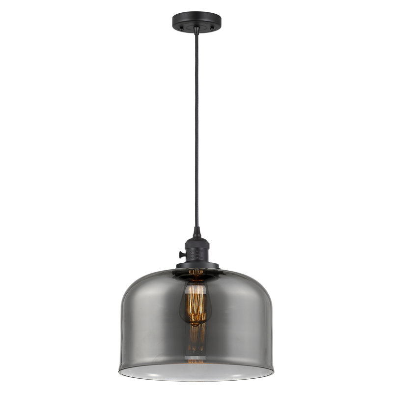 Luminaire suspendu en forme de globe à 1 lumière Analiah, DEL, Noir mat, Plaqué couleur fumée