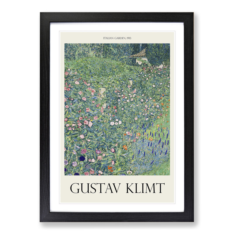 Italian Garden by Gustav Klimt - Framed Print, 65cm H x 48cm W x 2cm D, Black Framed