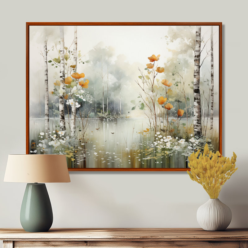 Binimal minimalisme forêt bois I - impressions sur toile forêt, H 24 po x l 32 po x P 1 po, Brown Floater Framed