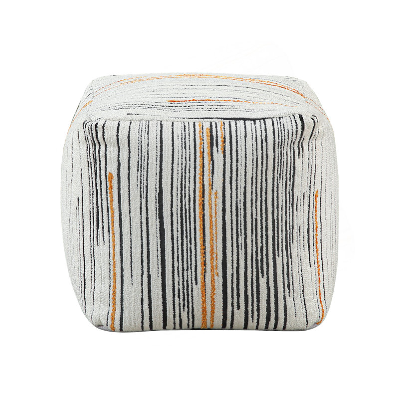 Modern Square Pouf Jacquard Fabric Upholstery Ottoman, Footstool, Non-Slip Floor Pouf, Bean Bag Chair, 1Pc Sitting Pouf