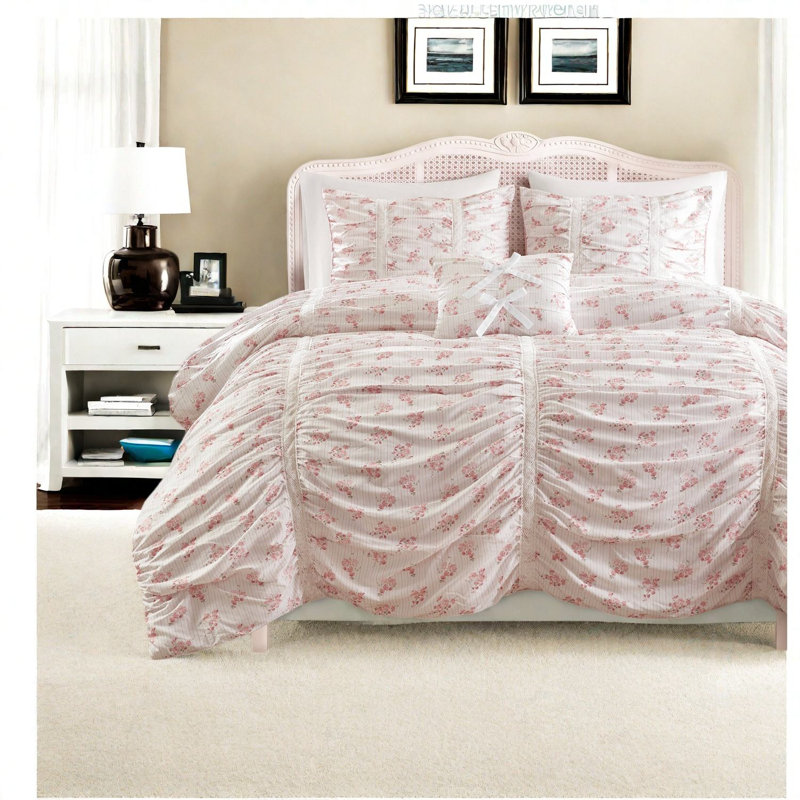 Ensemble de literie rose pour lit simple et simple XL, couette en microfibre, style coquette fleurie
