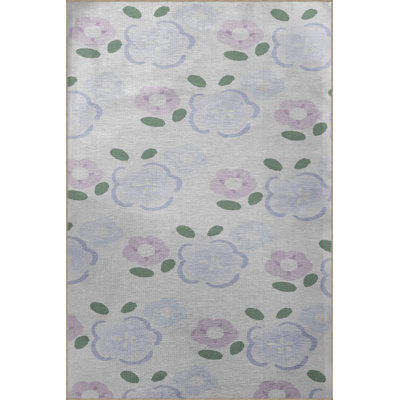 Tapis décoratif moderne à motif floral rose