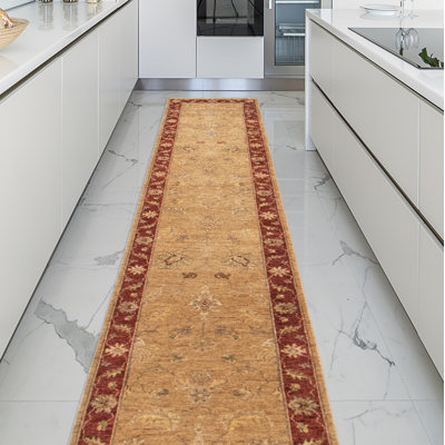 Joben One-of-a-Kind 2'6" X 12'10" New Age Runner Wool Area Rug in Tan