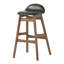  Tabourets de bar en cuir de polyuréthane brun foncé, ensemble luxueux de 2 chaises de pub de style Mid-Century moderne, tabourets contemporains en bois à finition noyer à dossier bas