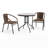 28'' Round Metal Table with Rattan Edging and 2 Rattan Stack Chairs-374904535