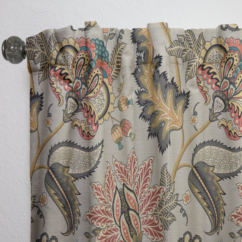 Vintage Indian Floral Pattern - Tropical Blackout Curtain Single Panel, 52" W x 108" L