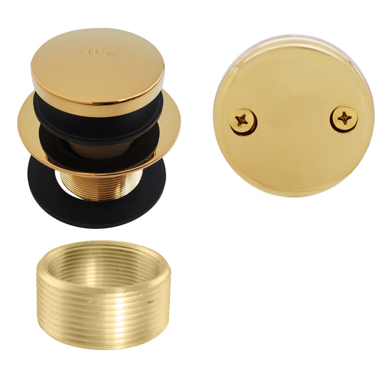 Drain de baignoire Universal Tip-Toe avec trop-plein à 2 trous, Laiton poli par dépôt physique en phase vapeur